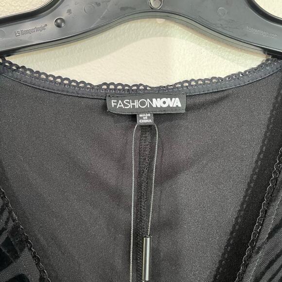 FashionNova Caught Up Black Mesh Long Sleeve Mini Dress Whimsigoth Plus 3X - Picture 6 of 8